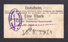 Emmagrube - Rybniker Steinkohlen-Gewerkschaft - 1 Mark - 15.8.1914