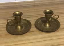 PAAR VINTAGE MESSING GEÄTZT METALL TRAGEN KERZEN STICKHALTER