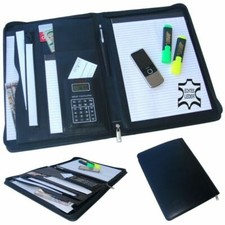 Dermata 2647N Schreibmappe ECHTES LEDER Aktenmappe Collegemappe Schwarz Black