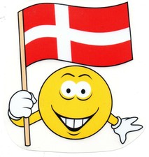 Cooler Auto Aufkleber Dänemark Smiley mit Flagge Fahne Danmark Denmark Dansk