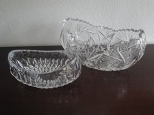  Teile 2 Kristall Schale Obstschale  oval Bleikristall , 