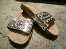 Rapid Soul Pantoletten Sandalen Bio Leder Lack metallic Strass silber 40, 40,5 