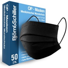 OP Masken schwarz, CE zertifiziert EN 14683 Type IIR, medizinischer Mundschutz