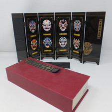 Chinesisches Gesichts-Make-up von Peking Opera Mini-Tisch Klappbildschirm F9