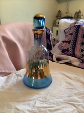 Vintage böhmisch blau Glas Dekanter ägyptische Revival Gold Dekor