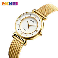 SKMEI Fashion Damenuhr Quarz Casual Uhr Leder/Stahl Mesh Sport Armband 1330 F4C