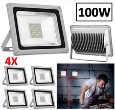 4x 100W LED Fluter Floodlight Außenleuchte Garten Fassadenstrahler IP65 Kaltweiß