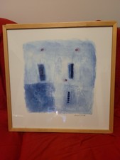 Blauer Kunstdruck mit Rahmen 52x52 cm