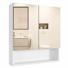 Badspiegel Badezimmerspiegel Spiegelschrank Badschrank 53 x 13 x 58 cm MDF weiß