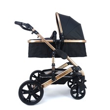 Kombi-Kinderwagen 3in1 mit Babyschale (marine/schwarz/gold)