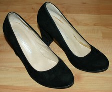 DAMEN PUMPS RAINBOW MICROFASER VELOUR Schwarz 8,5cm Absatz Gr. 39 Neuwertig Top