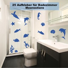 25 Aufkleber Meerestiere Delfin Delphin Fische Seepferd Meer für Badezimmer 