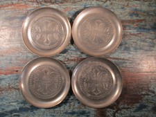 4 Vintage Zinn Untersetzer Relief Dekor Ø10,5cm Glasuntersetzer Tischschoner