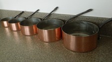 VINTAGE FRANZÖSISCHE KUPFERPFANNE SET von 'HAVARD' - hergestellt in Villedieu, Normandie