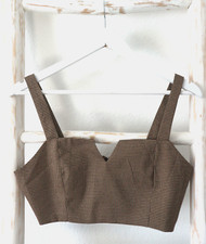 edles ★ MISSGUIDED ★ crop Top D 36 creme braun schwarz Hahnentritt Muster TOP