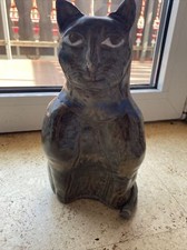 Katze blau braun  Katze Ton Deko Handarbeit 26 cm x 12 cm