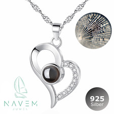 925 Silber Damen Halskette Herz Ich liebe dich Schmuck 100 Sprachen I LOVE YOU