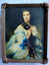 Sehr alter BILDERRAHMEN Fotorahmen gewölbtes Glas rückseitig Stoff!