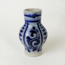 Merkelbach | Bembel 1/4 Liter | Salzglasur | Blauschürze | Höhe: ca 14 cm