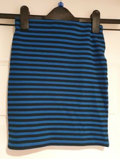 Pull & Bear Blau und Schwarz gestreift kurz Bandage Rock, EUR Größe S Nwot