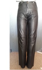 ROGER Lederhose Jeans XS 29 bootcut Schlaghose schwarz weich