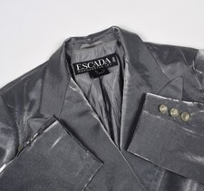 818 Escada Margaretha Ley Damen doppelte Knopfleiste Blazer Metallic Jacke Top Sz 44