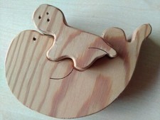 Robben Holzrobben Seehunde Mutter mit Kind 2 Teile Schaukeltier Deko Holz 