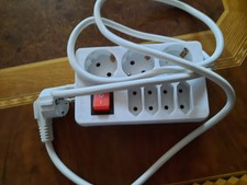 Steckdosenleiste, Mehrfachsteckerleiste, 7 Steckplätze, weiß, mit Schalter, NEU