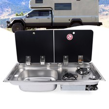 Zwei Brenner Boot Wohnmobil Gasherd Kochfeld Spülbecken Glasplatte Gaskocher