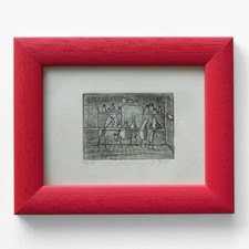 Holz-Bilderrahmen rot 26x21cm Aufsteller, Flaschen Motiv,  Echtholz mit Klarglas