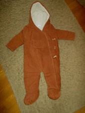 Baby Overall Gr.74 braun mit Kapuze außen Cord innen Teddyfutter Einteiler warm