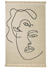  Teppich Bodenteppich Fußbodenteppich Rechteckig Ecru Muster gemustert 67x10 cm 