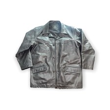 Herren XL schwarz Lederjacke Vintage Club Elf 80's Biker Bomber Jacke