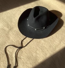 Westernhut Cowboyhut Wolle/Filz Schwarz mit Kordel