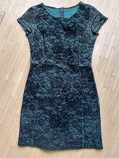Kleid, Etui, 36 38, Strech, Tannengrün und schwarz, kurz, chic