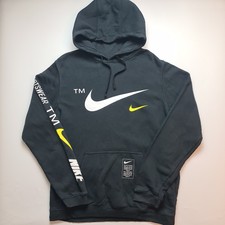 Nike SPORTSWEAR Herren Hoodie Pullover schwarz großes Logo Druck Rechtschreibung Swoosh Größe L