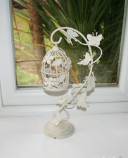 Shabby Chic französisches Land Ostern hängender Vogelkäfig Teelicht Kerzenhalter