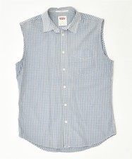 Levi's Herren Ärmellos Shirt Medium Blau Check Baumwolle Classic br10