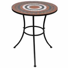 Mosai Gartentisch Mosaiktisch Bistrostuhl Sitzgruppe 60cm Terrakotta/Weiß A7Q0