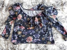 H&m Xl Blumen Oberteil Langarm Schulter Frei