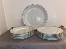 K&A Krautheim 6 Pers. Speiseservice 12Teller 1 Platte weiß Relief Goldrand 