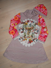 Kinder Mädchen Kleid, Jersey Kleid &Mütze Gr. 146-152 Handmade Digitalprint