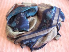 indischer Stoff für Sari Saree blau grün Glitter Pailetten 6 x 1,10 m Stoffbahn