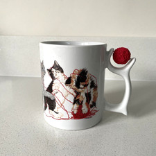 Stricken Häkeln Garn Spinner Becher Tasse Katzen im Gewirr Wolle Stricken