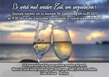 Einladungskarten Geburtstag Sekt 30,40,50,60,70 inkl. Umschläge
