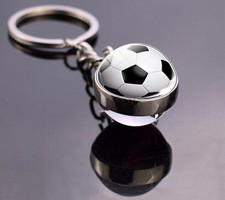 Schlüsselanhänger Fußball 3D Ball Sport Silber NEU