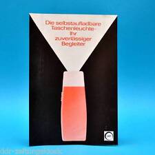 Taschenleuchte Taschenlampe | aufladbar 1970 | DDR Werbung Werbezettel B