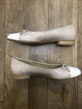 Gabor nude weiß zweifarbig Schleife Lack Ballerinas Pump Schuhe UK 7.5