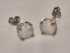 massiv SterlingSilber 925 Paar synth Opal Weiß Chrystal White Ohrstecker feminin