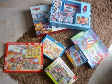 6 x Mega Spiele-Set * Puzzle * Memory * Cars * PJ Mask * Feuerwehr * Polizei * 